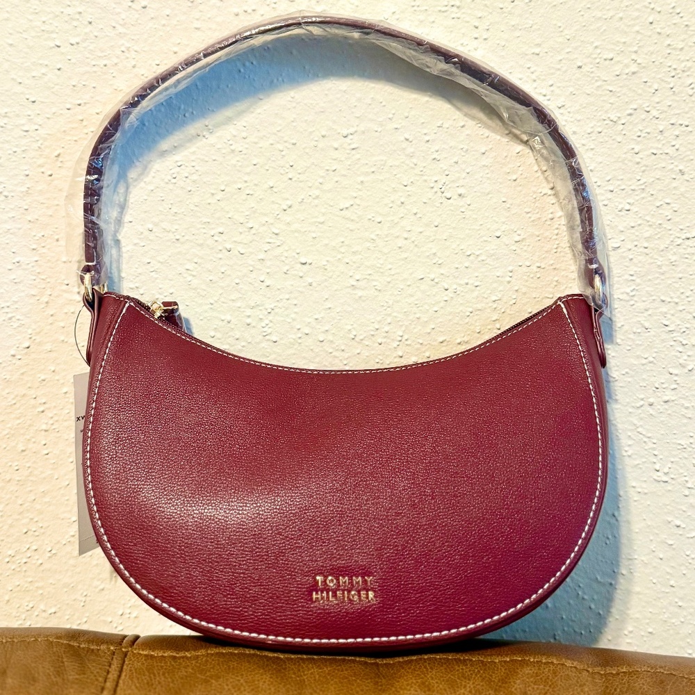 Brand New Tommy Hilfiger Crescent Hobo Bag in Rouge with Tag